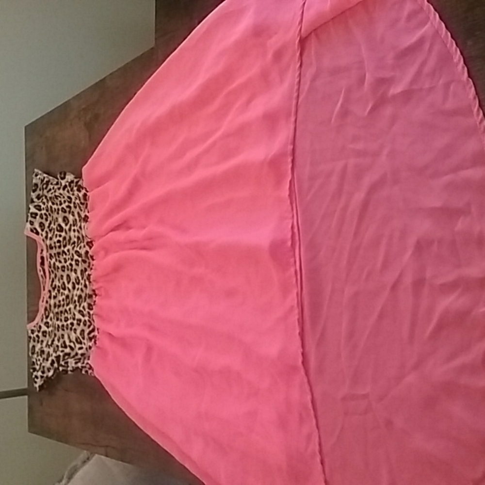 Girl's size 14/16 dress, animal print, melon